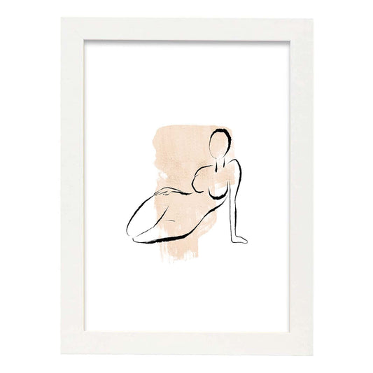 Poster con ilustracion de mujer. Dibujos con formas, caras, cuerpos y gestos de mujeres. 'Mujeres 14'.-Artwork-Nacnic-A4-Marco Blanco-Nacnic Estudio SL