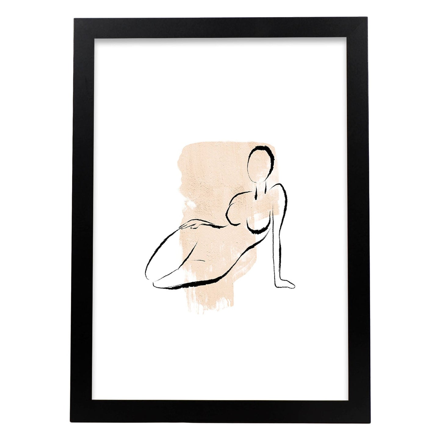 Poster con ilustracion de mujer. Dibujos con formas, caras, cuerpos y gestos de mujeres. 'Mujeres 14'.-Artwork-Nacnic-A4-Marco Negro-Nacnic Estudio SL