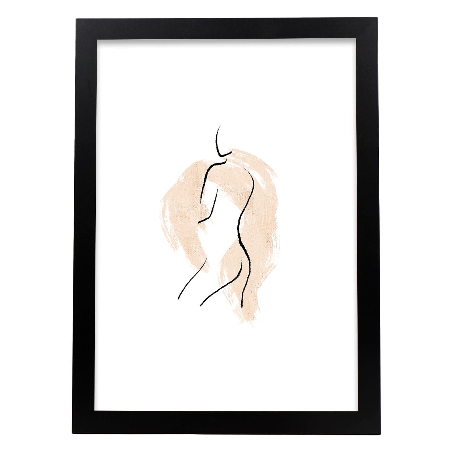 Poster con ilustracion de mujer. Dibujos con formas, caras, cuerpos y gestos de mujeres. 'Mujeres 15'.-Artwork-Nacnic-A3-Marco Negro-Nacnic Estudio SL