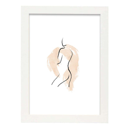 Poster con ilustracion de mujer. Dibujos con formas, caras, cuerpos y gestos de mujeres. 'Mujeres 15'.-Artwork-Nacnic-A4-Marco Blanco-Nacnic Estudio SL