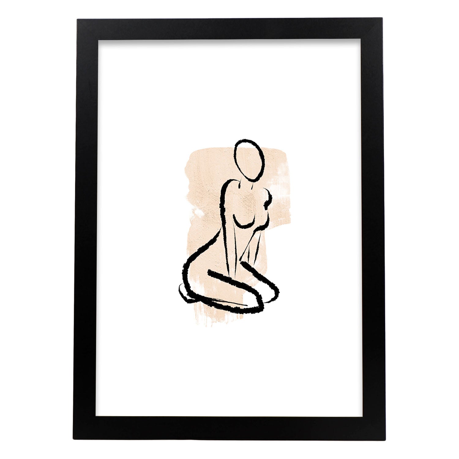 Poster con ilustracion de mujer. Dibujos con formas, caras, cuerpos y gestos de mujeres. 'Mujeres 16'.-Artwork-Nacnic-A3-Marco Negro-Nacnic Estudio SL