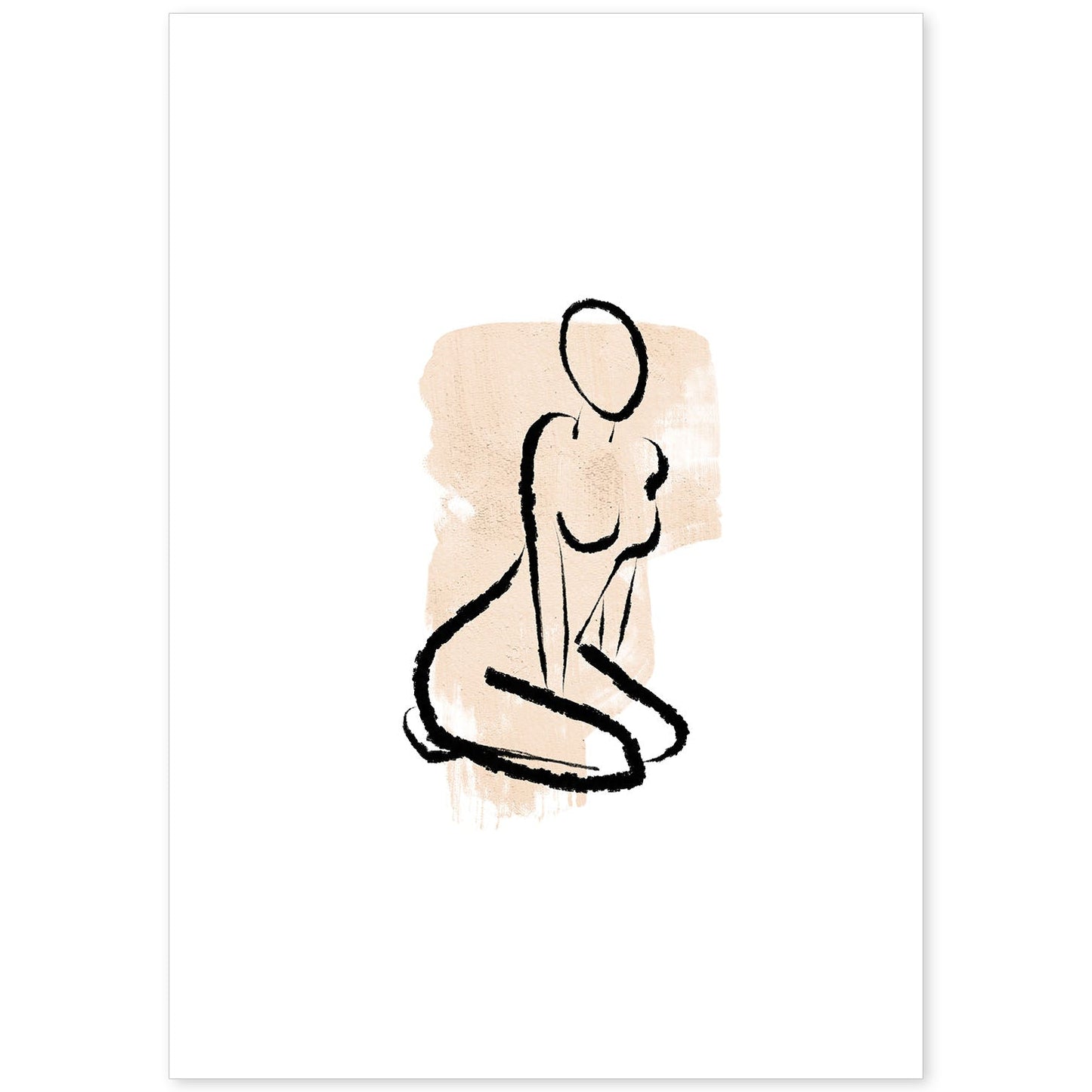 Poster con ilustracion de mujer. Dibujos con formas, caras, cuerpos y gestos de mujeres. 'Mujeres 16'.-Artwork-Nacnic-A4-Sin marco-Nacnic Estudio SL