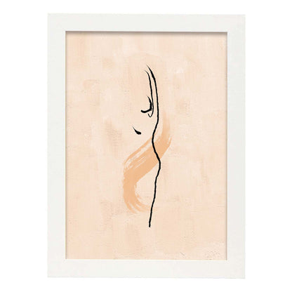 Poster con ilustracion de mujer. Dibujos con formas, caras, cuerpos y gestos de mujeres. 'Mujeres 18'.-Artwork-Nacnic-A4-Marco Blanco-Nacnic Estudio SL