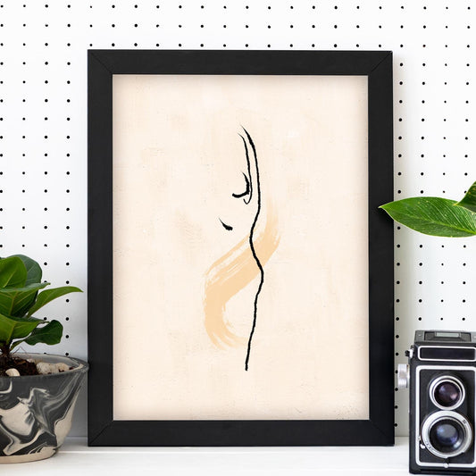 Poster con ilustracion de mujer. Dibujos con formas, caras, cuerpos y gestos de mujeres. 'Mujeres 18'.-Artwork-Nacnic-Nacnic Estudio SL