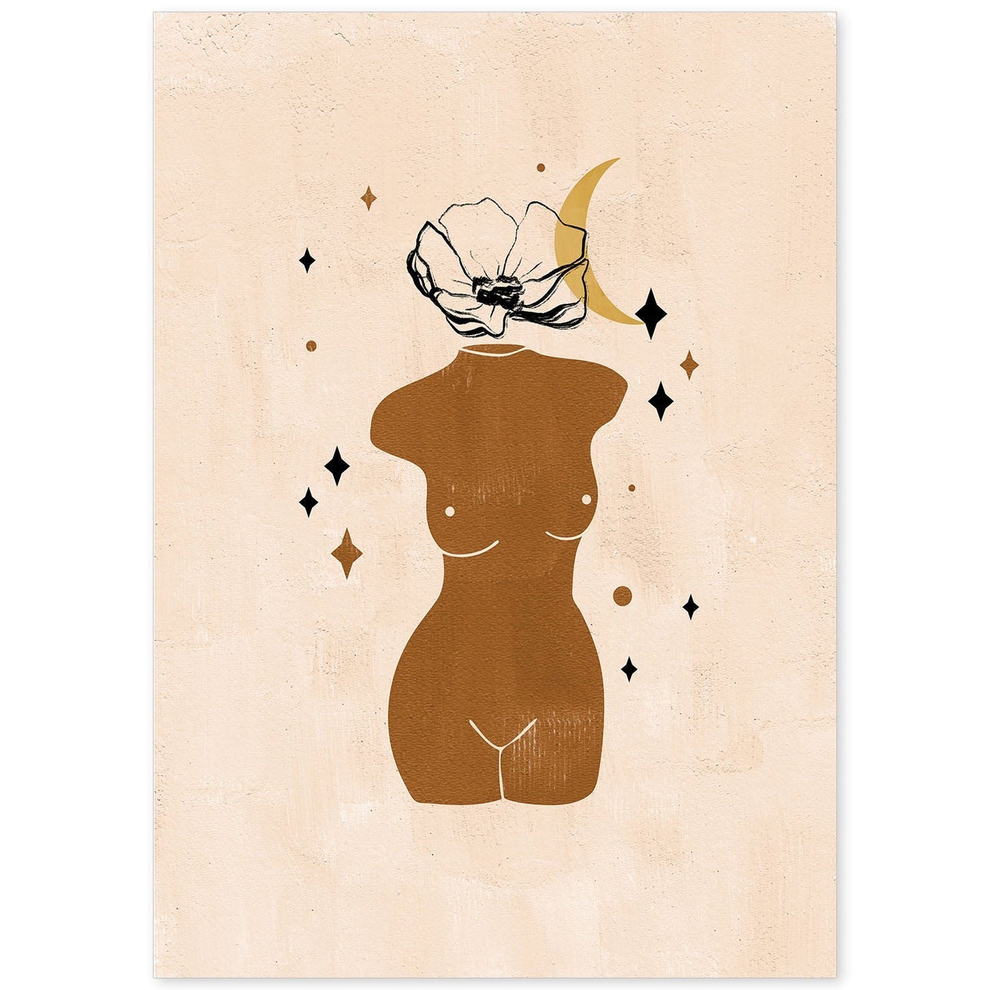 Poster con ilustracion de mujer. Dibujos con formas, caras, cuerpos y gestos de mujeres. 'Mujeres 19'.-Artwork-Nacnic-A4-Sin marco-Nacnic Estudio SL