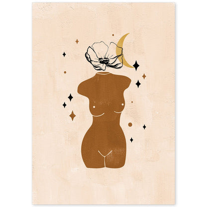 Poster con ilustracion de mujer. Dibujos con formas, caras, cuerpos y gestos de mujeres. 'Mujeres 19'.-Artwork-Nacnic-A4-Sin marco-Nacnic Estudio SL