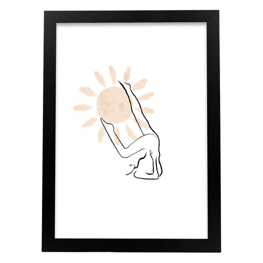 Poster con ilustracion de mujer. Dibujos con formas, caras, cuerpos y gestos de mujeres. 'Mujeres 20'.-Artwork-Nacnic-A4-Marco Negro-Nacnic Estudio SL