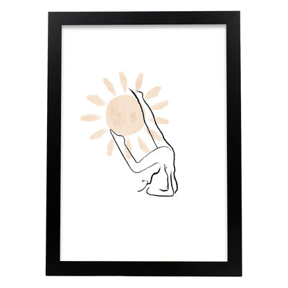 Poster con ilustracion de mujer. Dibujos con formas, caras, cuerpos y gestos de mujeres. 'Mujeres 20'.-Artwork-Nacnic-A4-Marco Negro-Nacnic Estudio SL