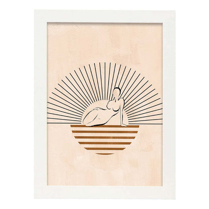 Poster con ilustracion de mujer. Dibujos con formas, caras, cuerpos y gestos de mujeres. 'Mujeres 23'.-Artwork-Nacnic-A4-Marco Blanco-Nacnic Estudio SL