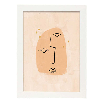 Poster con ilustracion de mujer. Dibujos con formas, caras, cuerpos y gestos de mujeres. 'Mujeres 24'.-Artwork-Nacnic-A4-Marco Blanco-Nacnic Estudio SL