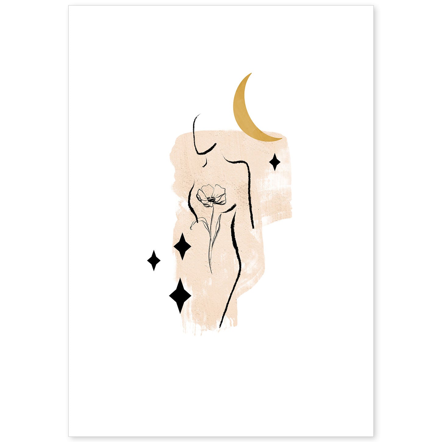 Poster con ilustracion de mujer. Dibujos con formas, caras, cuerpos y gestos de mujeres. 'Mujeres 25'.-Artwork-Nacnic-A4-Sin marco-Nacnic Estudio SL