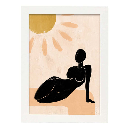 Poster con ilustracion de mujer. Dibujos con formas, caras, cuerpos y gestos de mujeres. 'Mujeres 2'.-Artwork-Nacnic-A4-Marco Blanco-Nacnic Estudio SL