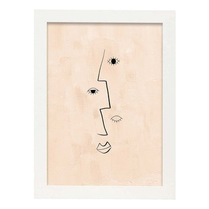 Poster con ilustracion de mujer. Dibujos con formas, caras, cuerpos y gestos de mujeres. 'Mujeres 4'.-Artwork-Nacnic-A4-Marco Blanco-Nacnic Estudio SL