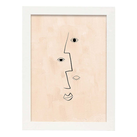 Poster con ilustracion de mujer. Dibujos con formas, caras, cuerpos y gestos de mujeres. 'Mujeres 4'.-Artwork-Nacnic-A4-Marco Blanco-Nacnic Estudio SL