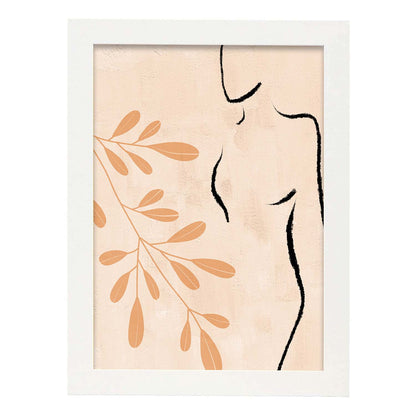 Poster con ilustracion de mujer. Dibujos con formas, caras, cuerpos y gestos de mujeres. 'Mujeres 7'.-Artwork-Nacnic-A4-Marco Blanco-Nacnic Estudio SL