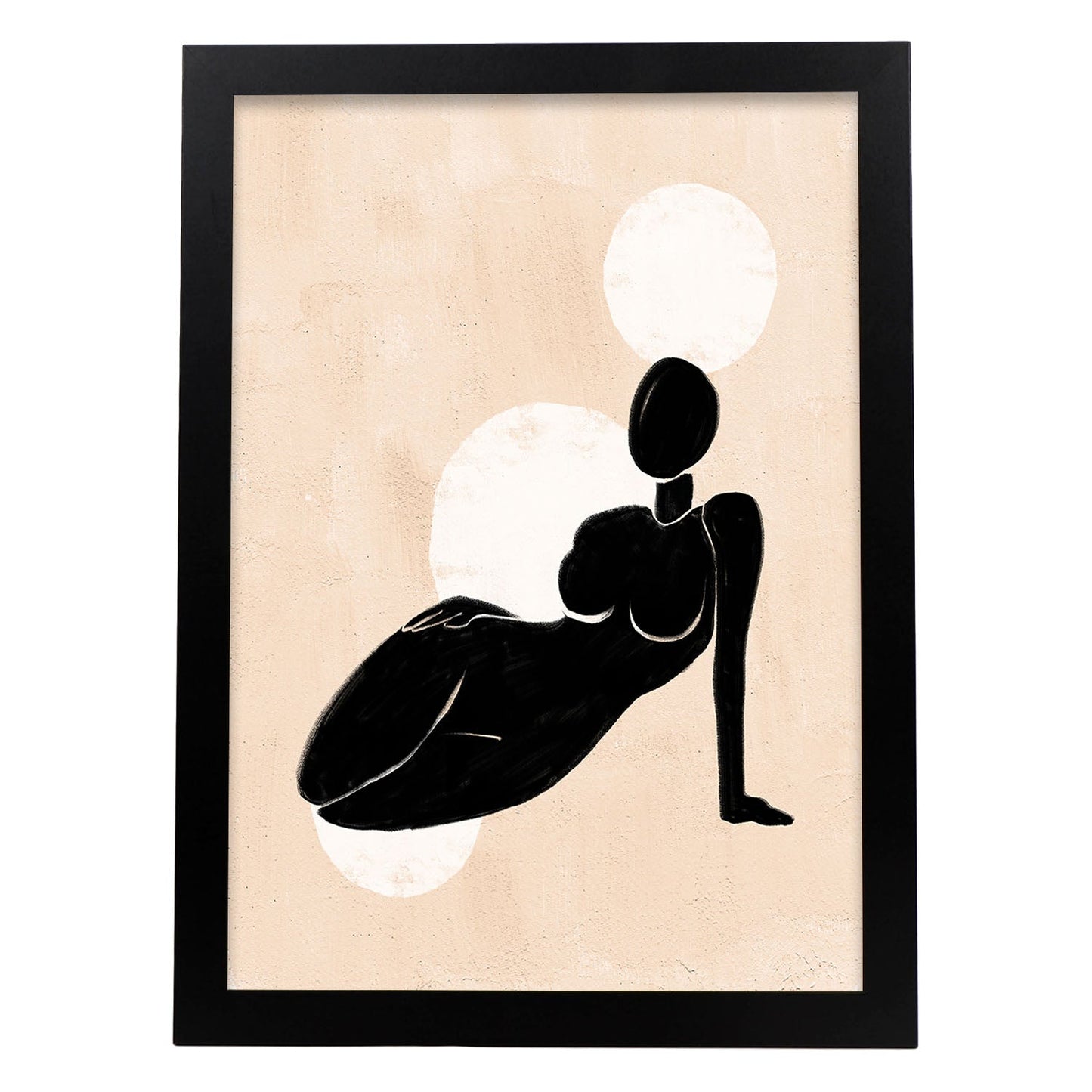 Poster con ilustracion de mujer. Dibujos con formas, caras, cuerpos y gestos de mujeres. 'Mujeres 8'.-Artwork-Nacnic-A4-Marco Negro-Nacnic Estudio SL