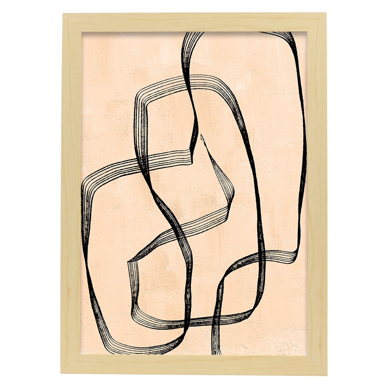 Poster con imágenes abstractas de cuadros. Lámina de exhibición de arte. 'Abstracto 14-Artwork-Nacnic-A4-Marco Madera clara-Nacnic Estudio SL