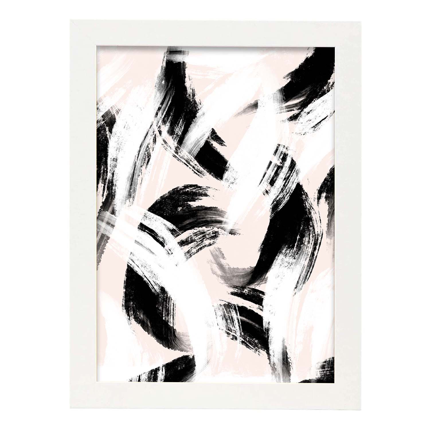 Poster con imágenes abstractas de cuadros. Lámina de exhibición de arte. 'Abstracto 18-Artwork-Nacnic-A3-Marco Blanco-Nacnic Estudio SL