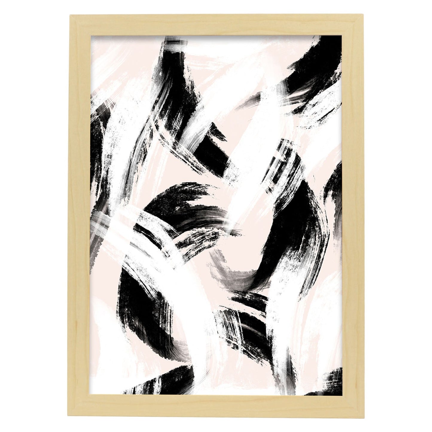 Poster con imágenes abstractas de cuadros. Lámina de exhibición de arte. 'Abstracto 18-Artwork-Nacnic-A3-Marco Madera clara-Nacnic Estudio SL