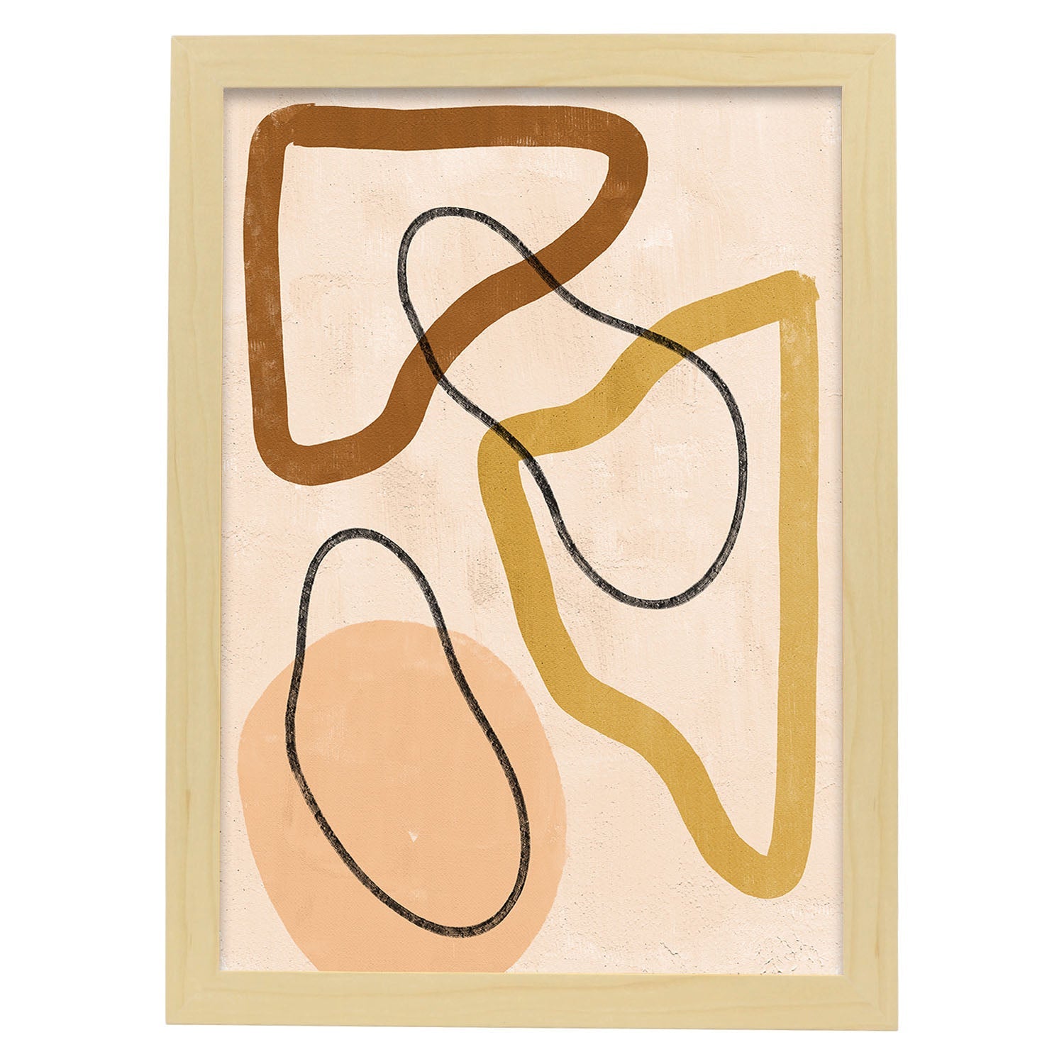 Poster con imágenes abstractas de cuadros. Lámina de exhibición de arte. 'Abstracto 3-Artwork-Nacnic-A4-Marco Madera clara-Nacnic Estudio SL
