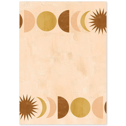 Poster con imágenes abstractas de soles y lunas. Lámina con cuerpos celestiales en tonos marrones. 'Celestial 10-Artwork-Nacnic-A4-Sin marco-Nacnic Estudio SL