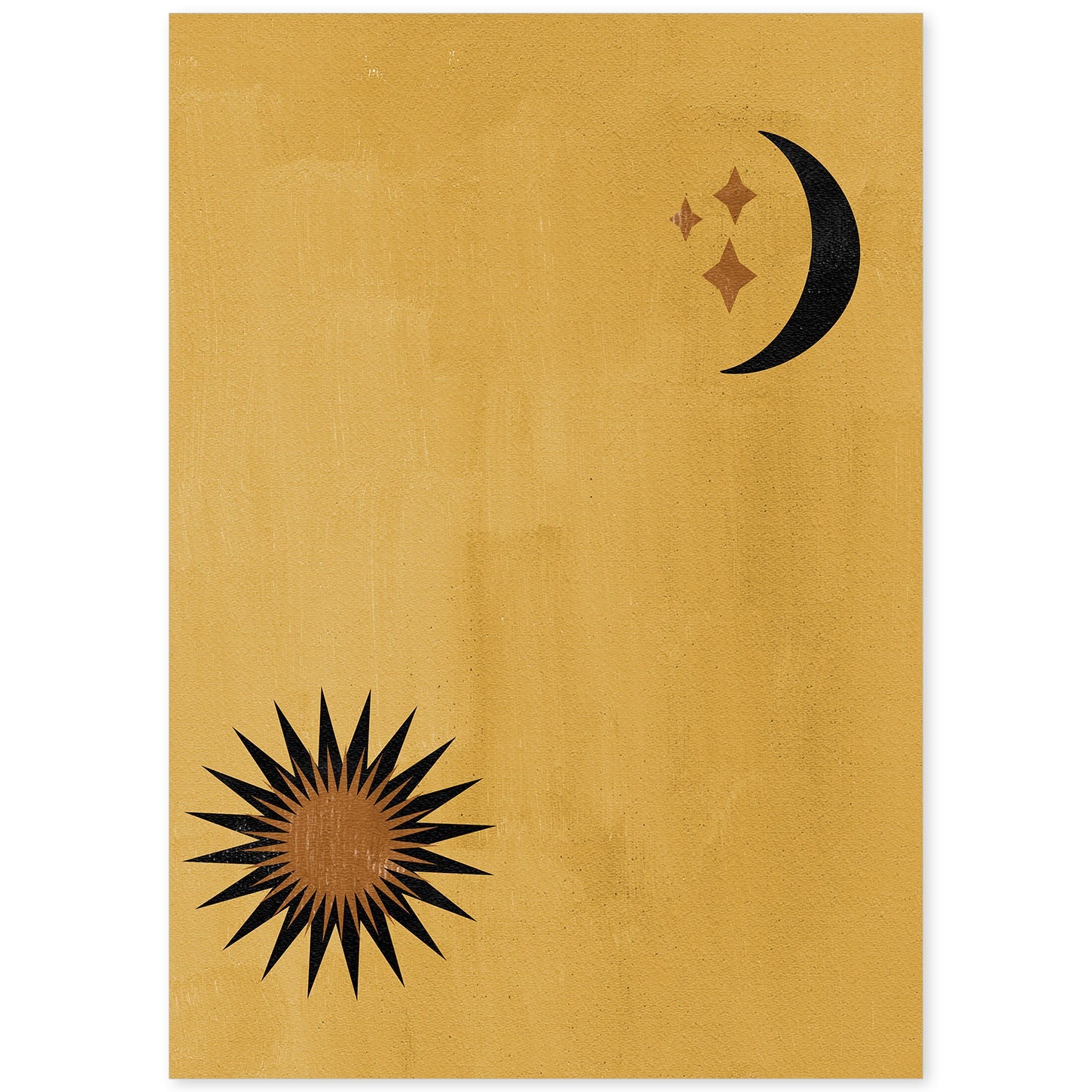 Poster con imágenes abstractas de soles y lunas. Lámina con cuerpos celestiales en tonos marrones. 'Celestial 11-Artwork-Nacnic-A4-Sin marco-Nacnic Estudio SL