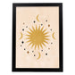 Poster con imágenes abstractas de soles y lunas. Lámina con cuerpos celestiales en tonos marrones. 'Celestial 12-Artwork-Nacnic-A3-Marco Negro-Nacnic Estudio SL