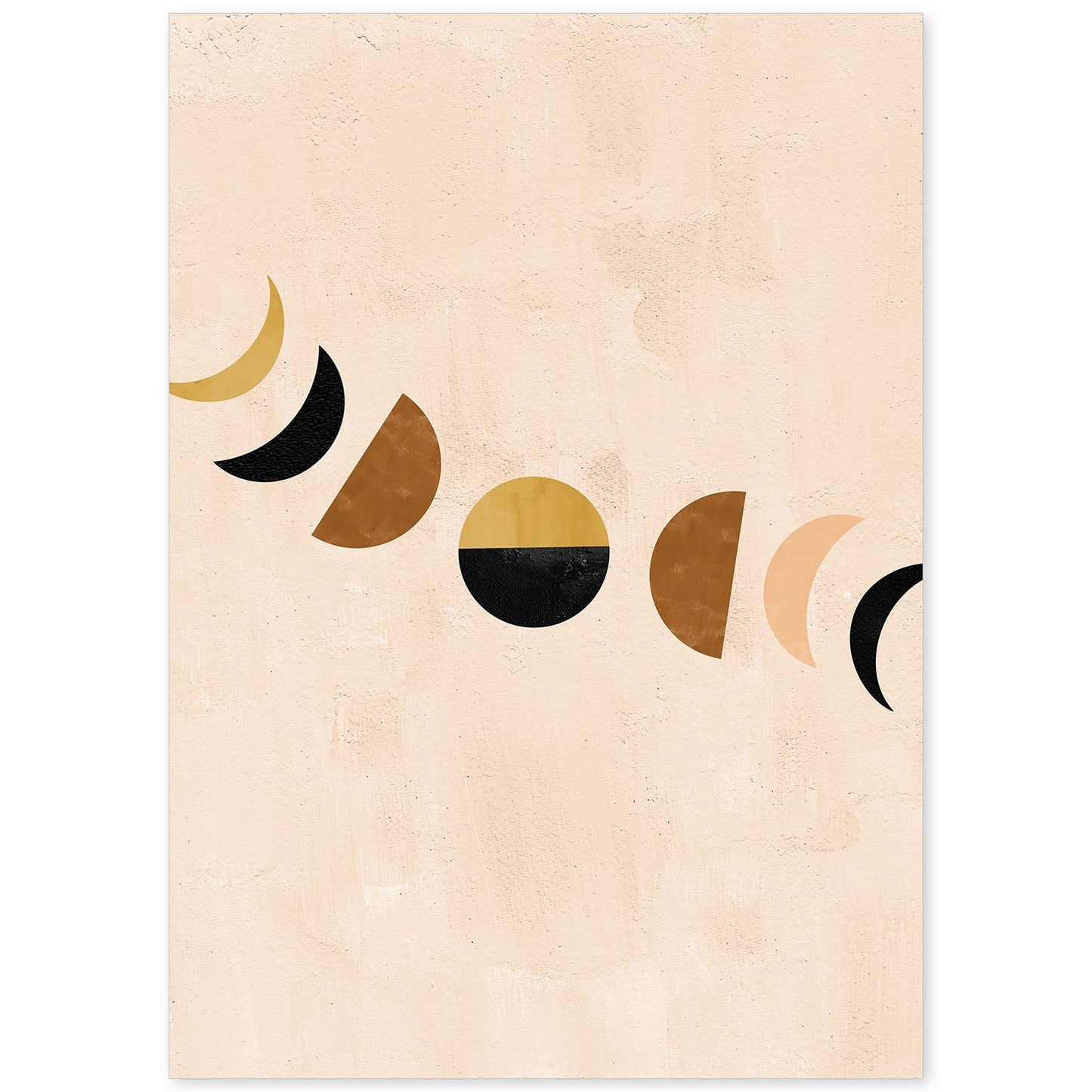 Poster con imágenes abstractas de soles y lunas. Lámina con cuerpos celestiales en tonos marrones. 'Celestial 7-Artwork-Nacnic-A4-Sin marco-Nacnic Estudio SL