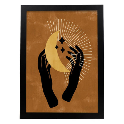 Poster con imágenes místicas, con imágenes de soles y lunas. misticismo, esoterismo, y paganismo. 'Místico 12'.-Artwork-Nacnic-A4-Marco Negro-Nacnic Estudio SL
