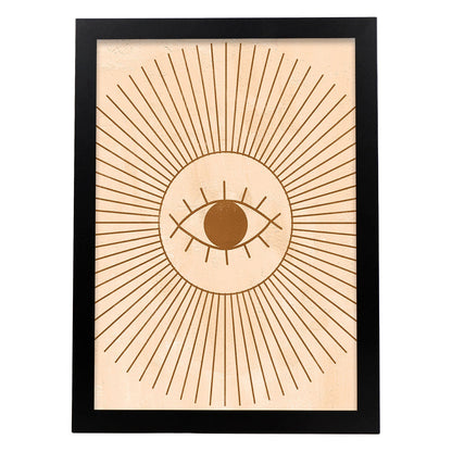 Poster con imágenes místicas, con imágenes de soles y lunas. misticismo, esoterismo, y paganismo. 'Místico 13'.-Artwork-Nacnic-A4-Marco Negro-Nacnic Estudio SL