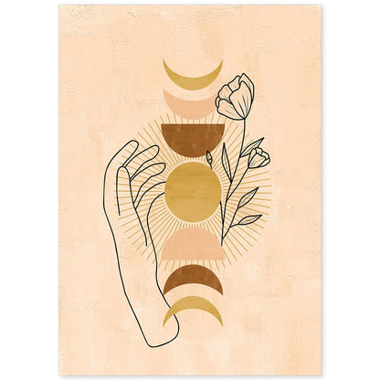 Poster con imágenes místicas, con imágenes de soles y lunas. misticismo, esoterismo, y paganismo. 'Místico 15'.-Artwork-Nacnic-A4-Sin marco-Nacnic Estudio SL