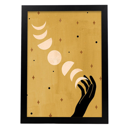 Poster con imágenes místicas, con imágenes de soles y lunas. misticismo, esoterismo, y paganismo. 'Místico 2'.-Artwork-Nacnic-A4-Marco Negro-Nacnic Estudio SL