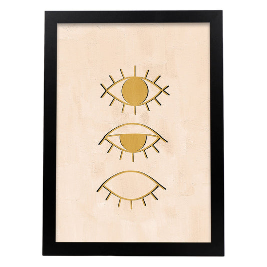 Poster con imágenes místicas, con imágenes de soles y lunas. misticismo, esoterismo, y paganismo. 'Místico 4'.-Artwork-Nacnic-A4-Marco Negro-Nacnic Estudio SL