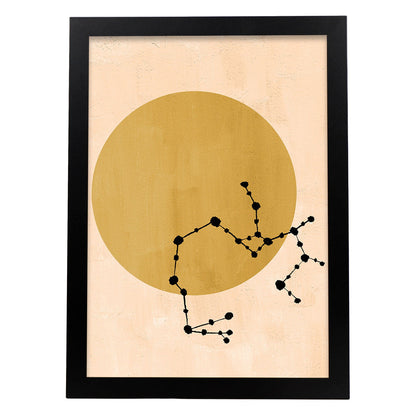 Poster con imágenes místicas, con imágenes de soles y lunas. misticismo, esoterismo, y paganismo. 'Místico 6'.-Artwork-Nacnic-A4-Marco Negro-Nacnic Estudio SL