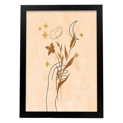 Poster con imágenes místicas, con imágenes de soles y lunas. misticismo, esoterismo, y paganismo. 'Místico 9'.-Artwork-Nacnic-A4-Marco Negro-Nacnic Estudio SL