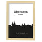 Poster con mapa de Aberdeen - Escocia. Láminas con Skyline de ciudades de Inglaterra e Irlanda con sombra negra.-Artwork-Nacnic-A4-Marco Madera clara-Nacnic Estudio SL