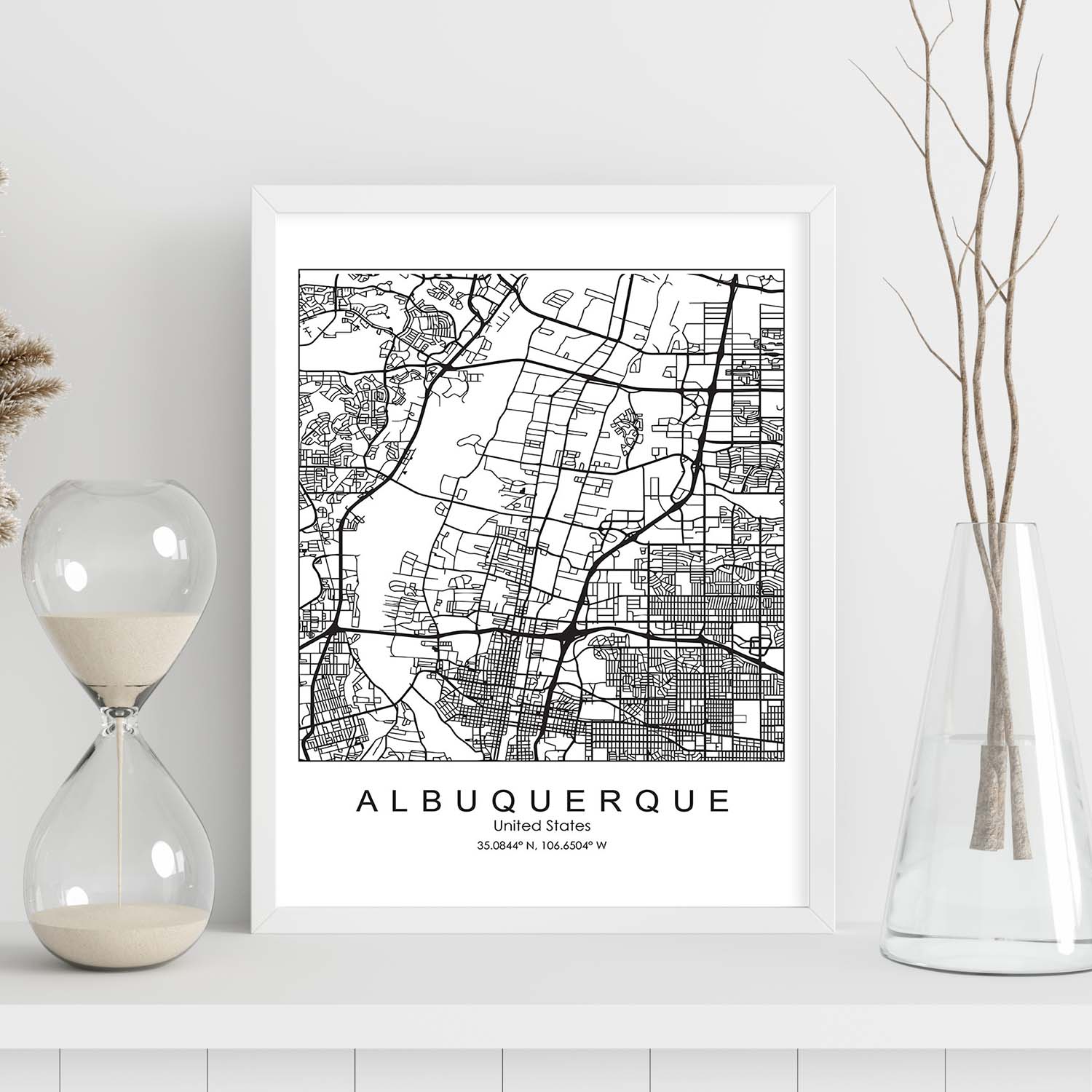 Poster con mapa de Albuquerque. Lámina de Estados Unidos, con imágenes de mapas y carreteras-Artwork-Nacnic-Nacnic Estudio SL