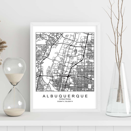 Poster con mapa de Albuquerque. Lámina de Estados Unidos, con imágenes de mapas y carreteras-Artwork-Nacnic-Nacnic Estudio SL