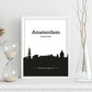 Poster con mapa de Amsterdam - Holanda. Láminas con Skyline de ciudades de Europa con sombra negra.-Artwork-Nacnic-Nacnic Estudio SL
