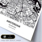 Poster con mapa de Amsterdam - Holanda. Láminas de ciudades de Holanda y Bélgica con mares y ríos en color negro.-Artwork-Nacnic-Nacnic Estudio SL