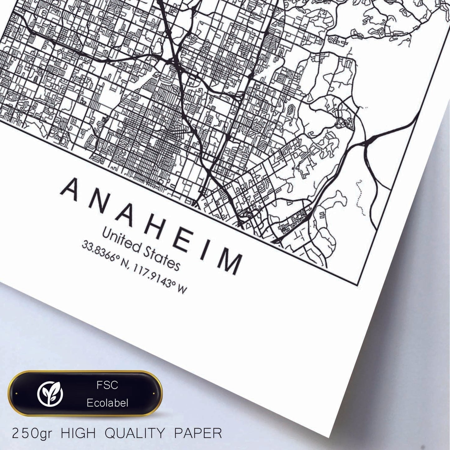 Poster con mapa de Anaheim. Lámina de Estados Unidos, con imágenes de mapas y carreteras-Artwork-Nacnic-Nacnic Estudio SL