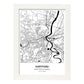 Poster con mapa de artford - USA. Láminas de ciudades de Estados Unidos con mares y ríos en color negro.-Artwork-Nacnic-A4-Marco Blanco-Nacnic Estudio SL