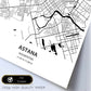 Poster con mapa de Astana - Kazajistán. Láminas de ciudades de Asia con mares y ríos en color negro.-Artwork-Nacnic-Nacnic Estudio SL
