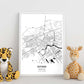 Poster con mapa de Astana - Kazajistán. Láminas de ciudades de Asia con mares y ríos en color negro.-Artwork-Nacnic-Nacnic Estudio SL