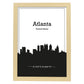 Poster con mapa de Atlanta - USA. Láminas con Skyline de ciudades de Estados Unidos, Canada, Mexico con sombra negra.-Artwork-Nacnic-A3-Marco Madera clara-Nacnic Estudio SL