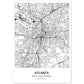 Poster con mapa de Atlanta - USA. Láminas de ciudades de Estados Unidos con mares y ríos en color negro.-Artwork-Nacnic-A4-Sin marco-Nacnic Estudio SL