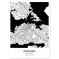 Poster con mapa de Auckland - Nueva Zelanda. Láminas de ciudades de Australia con mares y ríos en color negro.-Artwork-Nacnic-A4-Sin marco-Nacnic Estudio SL