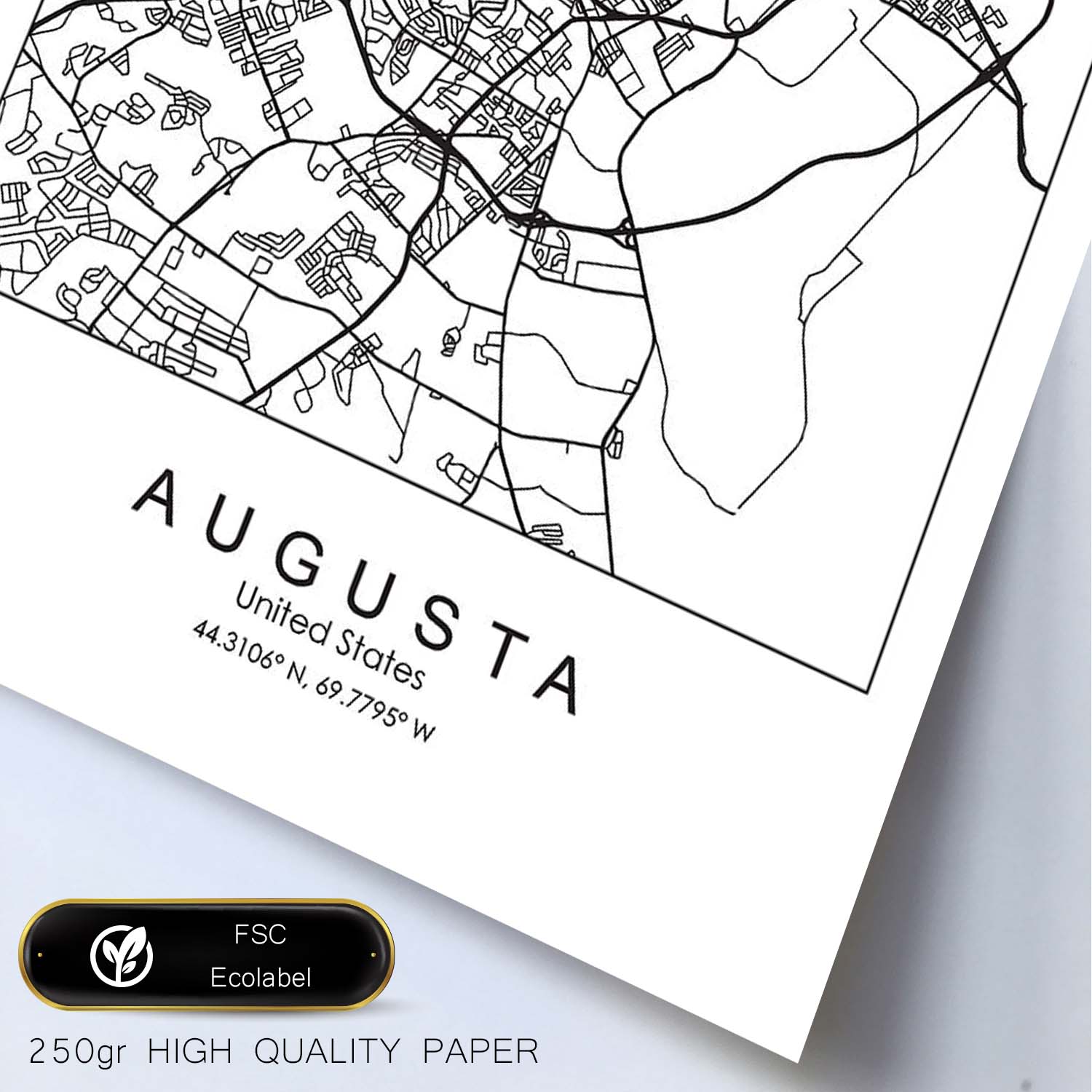 Poster con mapa de Augusta. Lámina de Estados Unidos, con imágenes de mapas y carreteras-Artwork-Nacnic-Nacnic Estudio SL