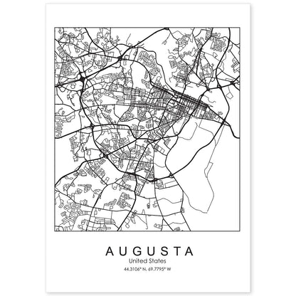 Poster con mapa de Augusta. Lámina de Estados Unidos, con imágenes de mapas y carreteras-Artwork-Nacnic-A4-Sin marco-Nacnic Estudio SL