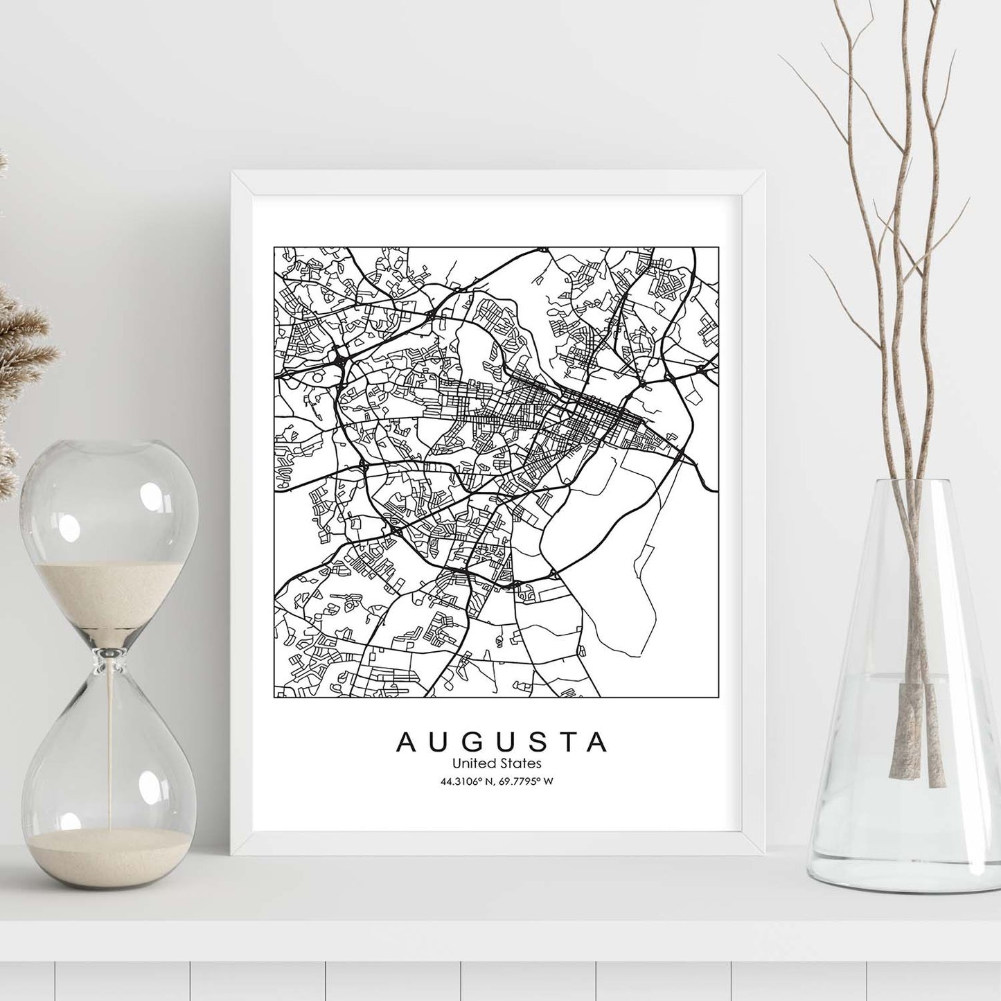 Poster con mapa de Augusta. Lámina de Estados Unidos, con imágenes de mapas y carreteras-Artwork-Nacnic-Nacnic Estudio SL